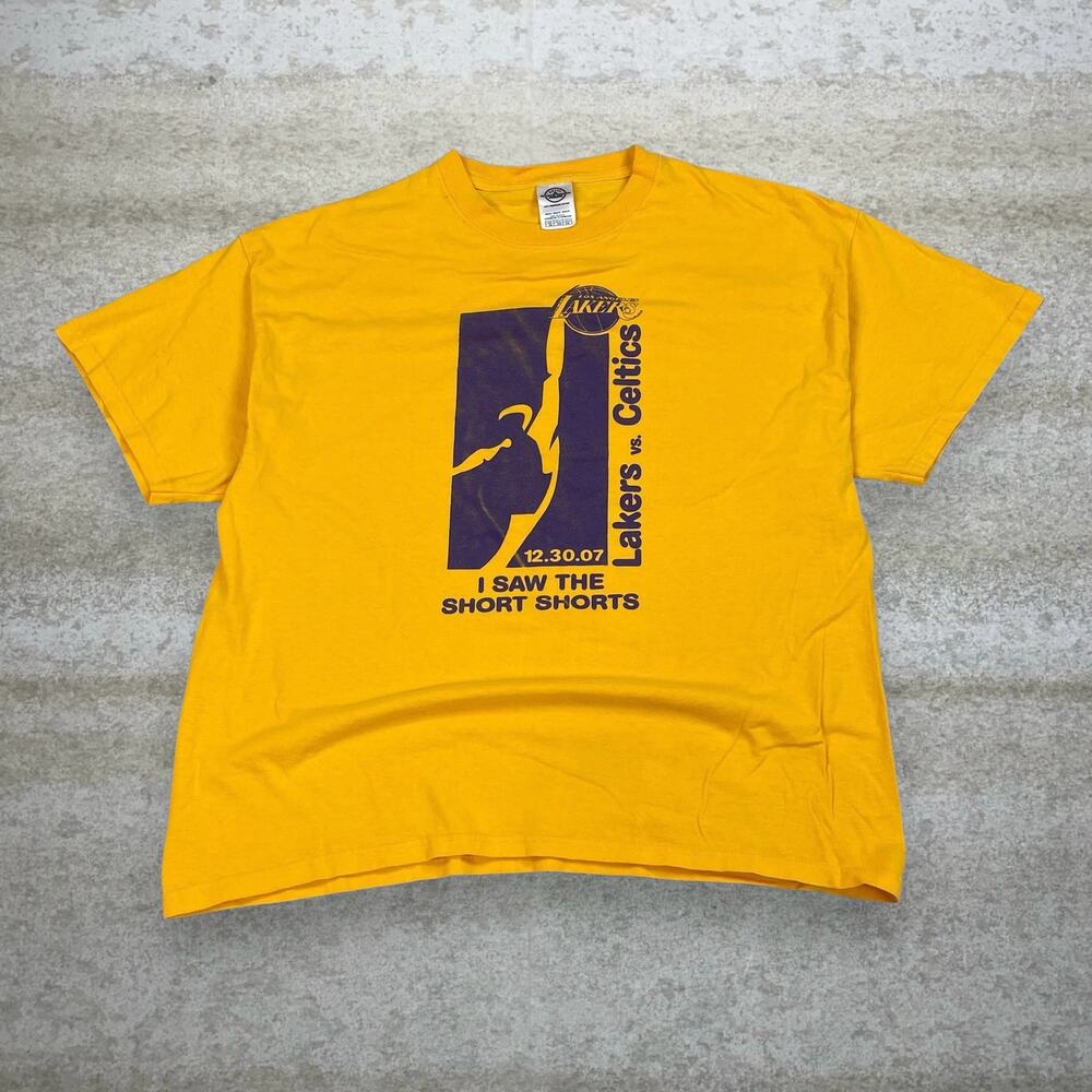 Vintage Y2K Lakers Stadium Shirt Mens XL Yellow Purple Short Sleeve Kobe Era